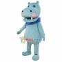 Light Blue Hippo Licking Mouth Mascot Costume
