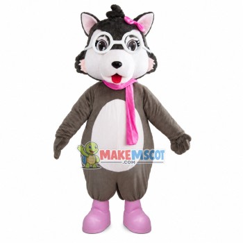 Little Wolf Kid Wearing Glasses Mascot Costume