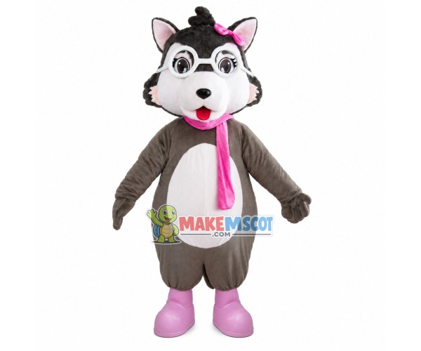 Little Wolf Kid Wearing Glasses Mascot Costume Little Wolf Kid Wearing Glasses Mascot Costume