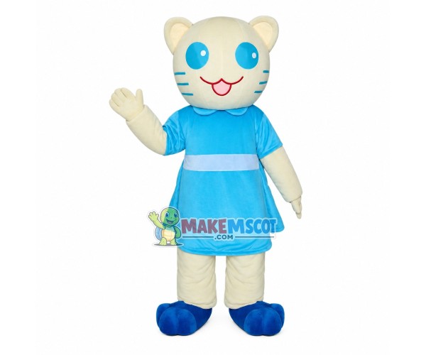 Cartoon Pretty White Cat Mascot Costume Cartoon Pretty White Cat Mascot Costume