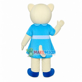 Cartoon Pretty White Cat Mascot Costume Cartoon Pretty White Cat Mascot Costume