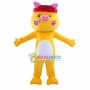 Positive Yellow Pig With Headband Mascot Costume