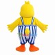 Fat Duck In The Striped Suspenders Mascot Costume Fat Duck In The Striped Suspenders Mascot Costume