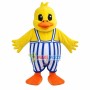 Fat Duck In The Striped Suspenders Mascot Costume