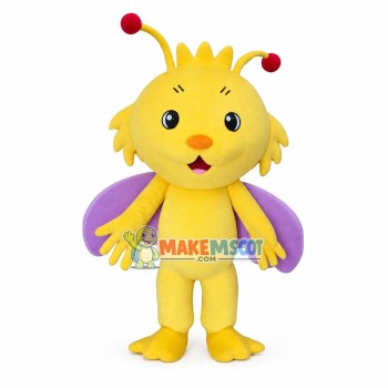 Vivid Butterfly With Purple Wings Mascot Costume Vivid Butterfly With Purple Wings Mascot Costume
