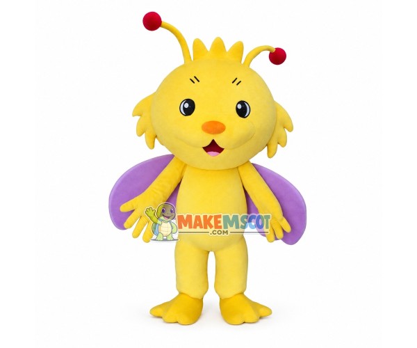Vivid Butterfly With Purple Wings Mascot Costume Vivid Butterfly With Purple Wings Mascot Costume