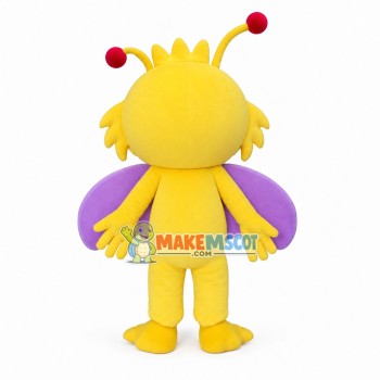 Vivid Butterfly With Purple Wings Mascot Costume