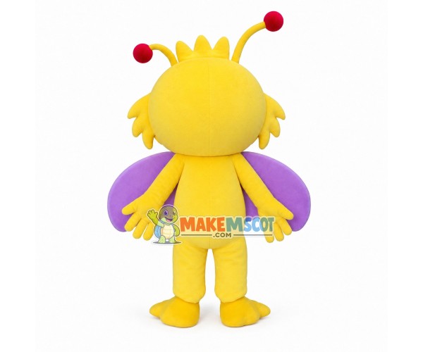 Vivid Butterfly With Purple Wings Mascot Costume Vivid Butterfly With Purple Wings Mascot Costume