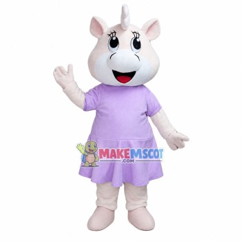 Girl Bear With Violet Dress Mascot Costume