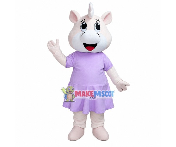 Girl Bear With Violet Dress Mascot Costume Girl Bear With Violet Dress Mascot Costume