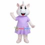 Girl Bear With Violet Dress Mascot Costume
