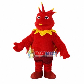 Red Dragon With Thorns On Head Mascot Costume