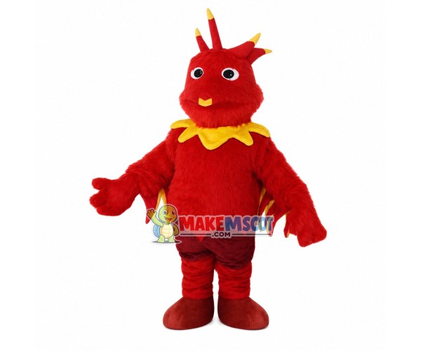 Red Dragon With Thorns On Head Mascot Costume Red Dragon With Thorns On Head Mascot Costume