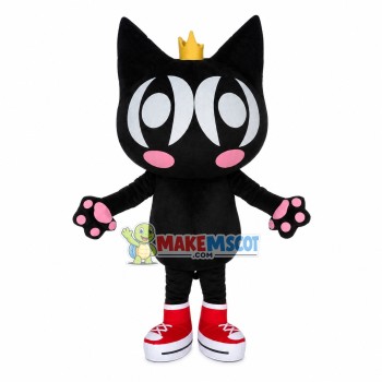 Cartoon Crown Black Cat Mascot Costume Cartoon Crown Black Cat Mascot Costume