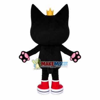 Cartoon Crown Black Cat Mascot Costume Cartoon Crown Black Cat Mascot Costume