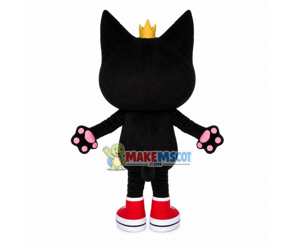 Cartoon Crown Black Cat Mascot Costume
