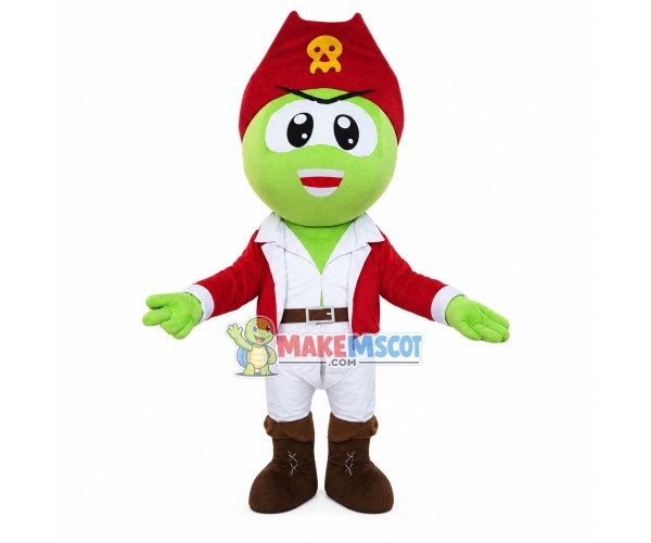 The Pirate Little Green Dragon Mascot Costume The Pirate Little Green Dragon Mascot Costume