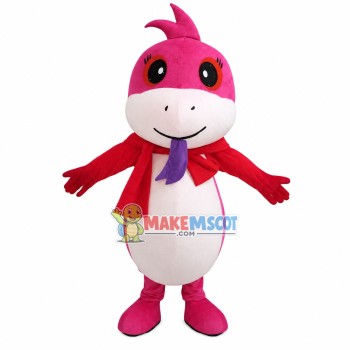 Cartoon Pink Dragon With Shawl Mascot Costume Cartoon Pink Dragon With Shawl Mascot Costume