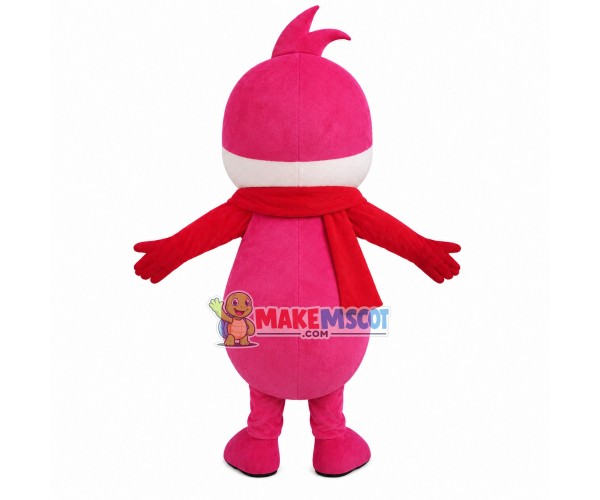 Cartoon Pink Dragon With Shawl Mascot Costume Cartoon Pink Dragon With Shawl Mascot Costume