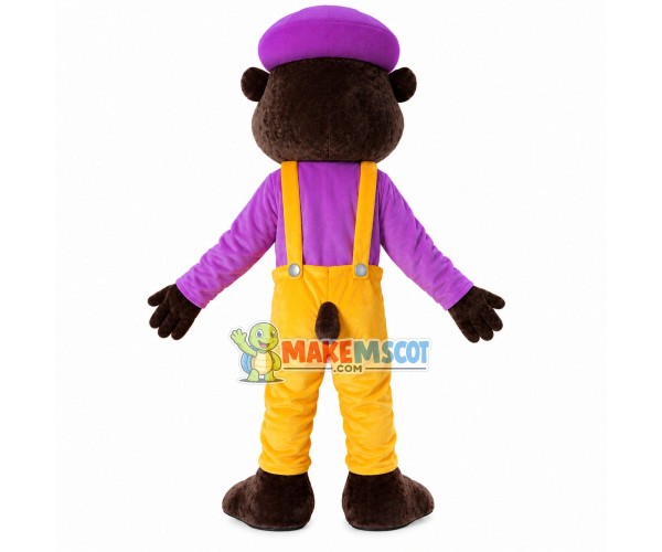 Cozy Tiger With Purple Shirt Mascot Costume Cozy Tiger With Purple Shirt Mascot Costume
