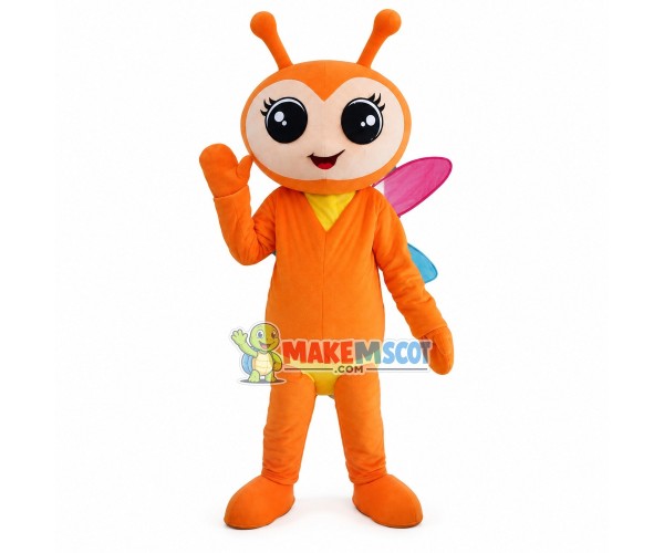 Orange Bee In Flower Mascot Costume Orange Bee In Flower Mascot Costume