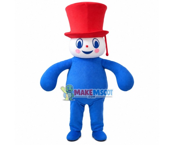 Bright Snowman With Whole Blue Body Mascot Costume Bright Snowman With Whole Blue Body Mascot Costume