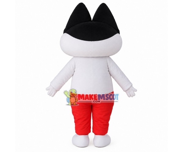 Squinted Cat Cartoon Mascot Costume