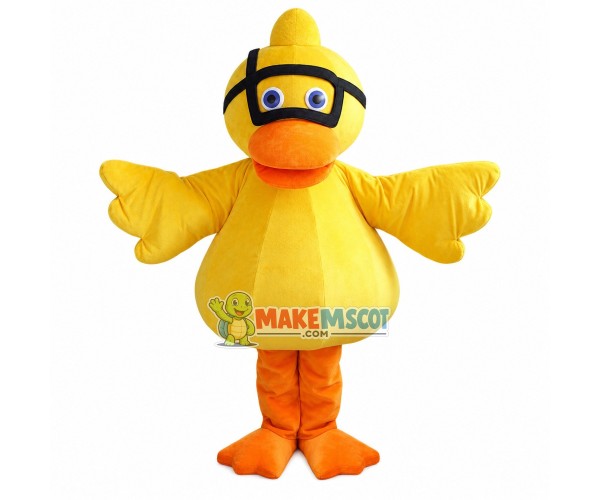 Yellow Duck Wearing Goggles Mascot Costume Yellow Duck Wearing Goggles Mascot Costume
