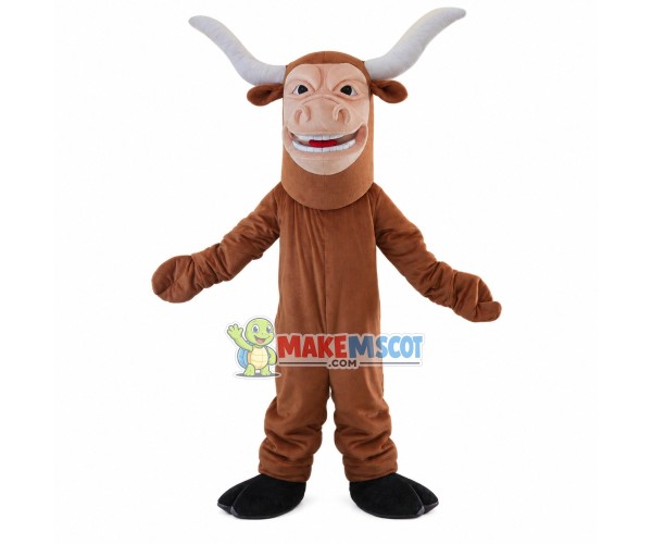 Pleased Buffalo With Power Horns Mascot Costume Pleased Buffalo With Power Horns Mascot Costume