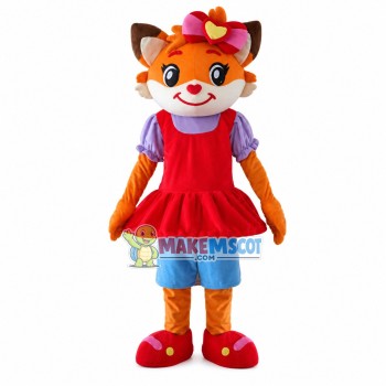 Pretty Girl Fox Wearing Vest Dress Mascot Costume