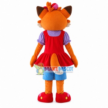 Pretty Girl Fox Wearing Vest Dress Mascot Costume