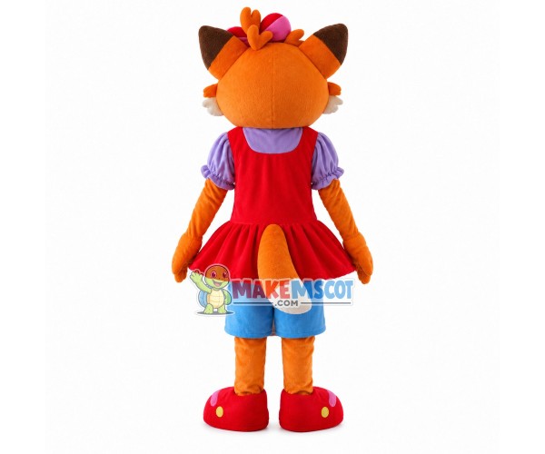 Pretty Girl Fox Wearing Vest Dress Mascot Costume Pretty Girl Fox Wearing Vest Dress Mascot Costume