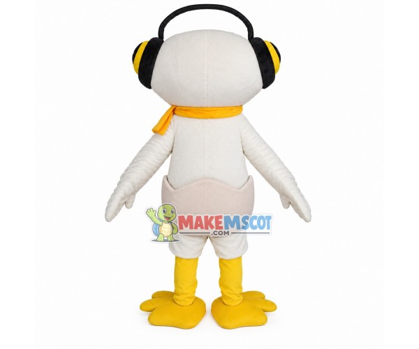 White Eggshell Duck Wearing Earmuffs Mascot Costume White Eggshell Duck Wearing Earmuffs Mascot Costume