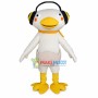 White Eggshell Duck Wearing Earmuffs Mascot Costume