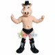 Muscular Fighting Pig With Knee Pads Mascot Costume