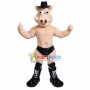 Muscular Fighting Pig With Knee Pads Mascot Costume