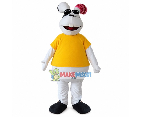 Jolly Huge White Groundhog Mascot Costume Jolly Huge White Groundhog Mascot Costume