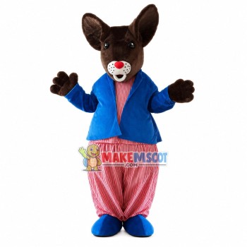 The Cosy Kangaroo In Striped Outfit Mascot Costume