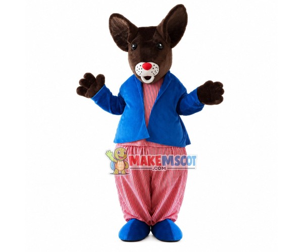 The Cosy Kangaroo In Striped Outfit Mascot Costume The Cosy Kangaroo In Striped Outfit Mascot Costume