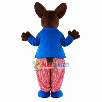 The Cosy Kangaroo In Striped Outfit Mascot Costume The Cosy Kangaroo In Striped Outfit Mascot Costume