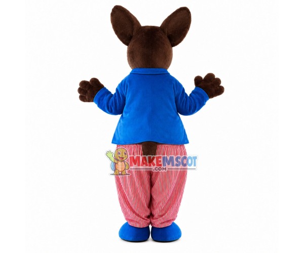 The Cosy Kangaroo In Striped Outfit Mascot Costume The Cosy Kangaroo In Striped Outfit Mascot Costume
