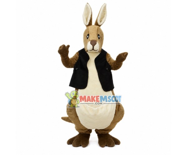 Kangaroo Wearing Warm Waistcoat Mascot Costume Kangaroo Wearing Warm Waistcoat Mascot Costume