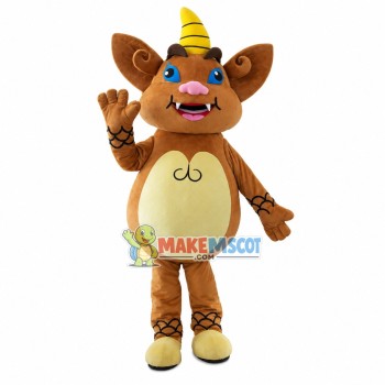One-horned Little Brown Dragon Mascot Costume