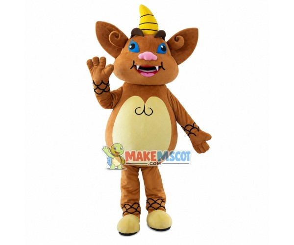 One-horned Little Brown Dragon Mascot Costume One-horned Little Brown Dragon Mascot Costume