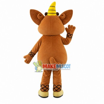 One-horned Little Brown Dragon Mascot Costume One-horned Little Brown Dragon Mascot Costume