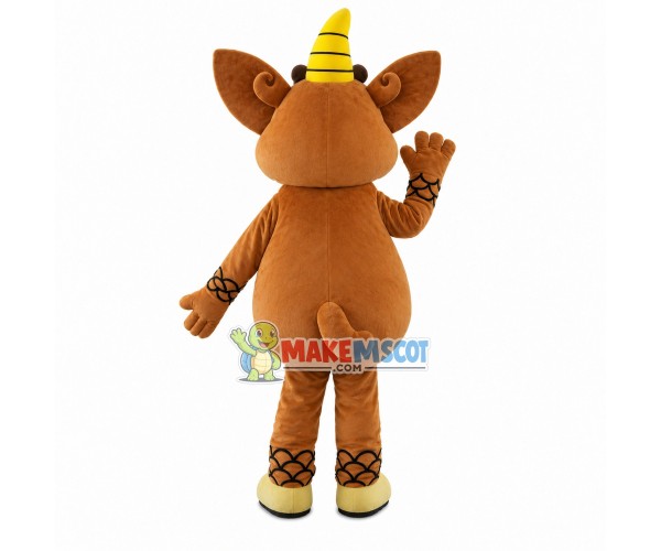 One-horned Little Brown Dragon Mascot Costume One-horned Little Brown Dragon Mascot Costume