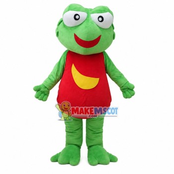 Happy Frog In Jumpsuit Mascot Costume