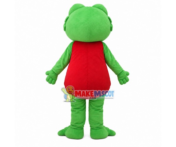 Happy Frog In Jumpsuit Mascot Costume Happy Frog In Jumpsuit Mascot Costume