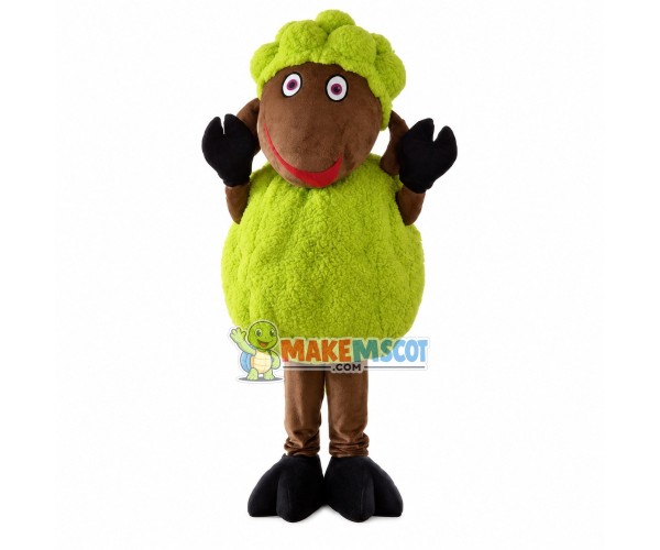 Curly Sheep With Yellow Wool Mascot Costume Curly Sheep With Yellow Wool Mascot Costume