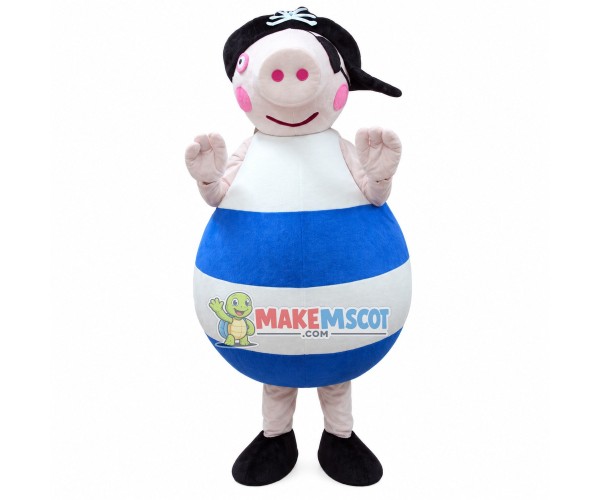 One-eyed Pirate Pig Cartoon Mascot Costume One-eyed Pirate Pig Cartoon Mascot Costume